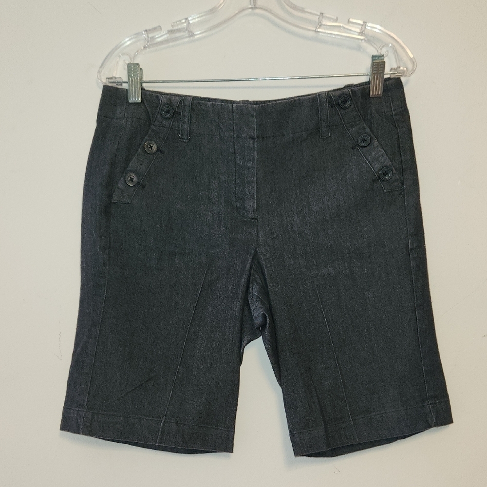Sandro Charcoal Denim Cotton Blend Bermuda Sailor Shorts Size 10P NWOT